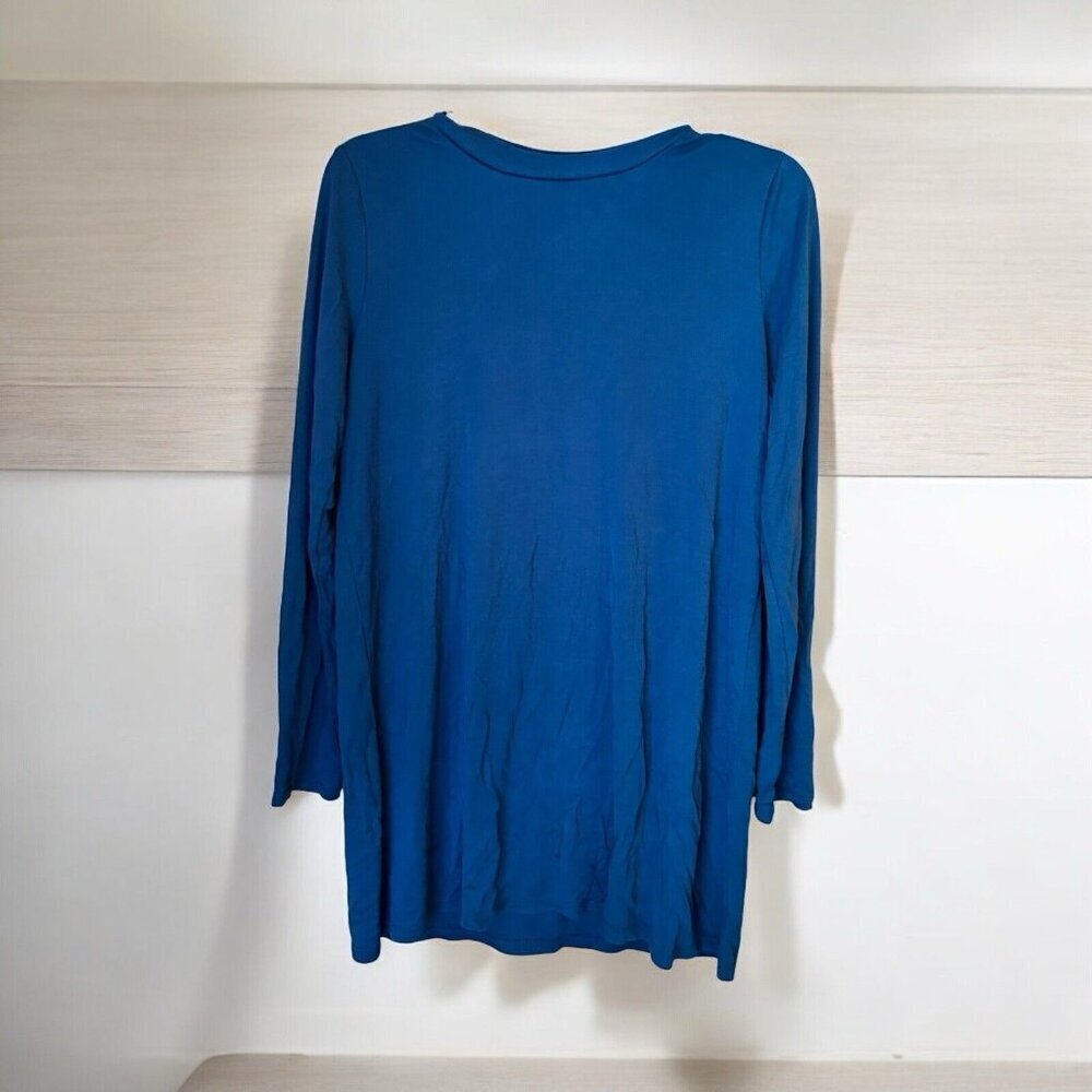 Eileen Fisher Size M Knit Long Sleeve High Neck Basic Knit Top Dark Turquoise